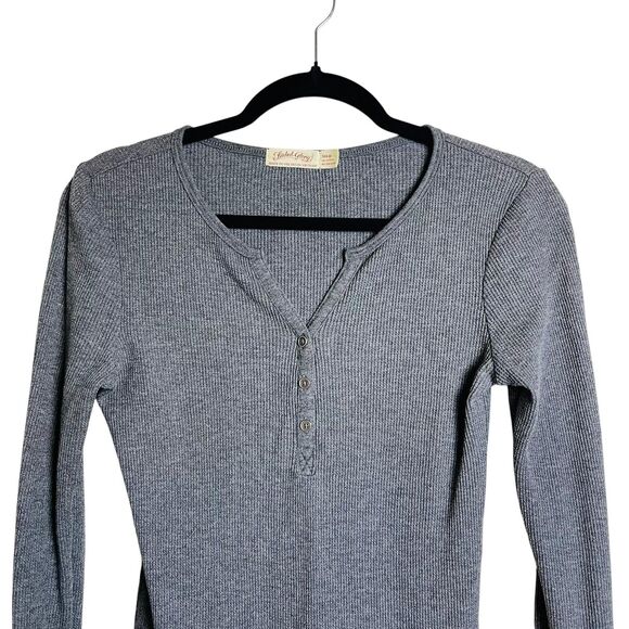 Faded Glory Sweater Womens Small Gray Henley Long Sleeve Thermal Waffle Knit Top - Picture 2 of 9